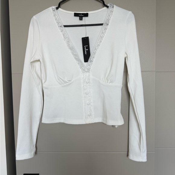 Lulu's White Long Sleeve Top - Picture 4 of 6